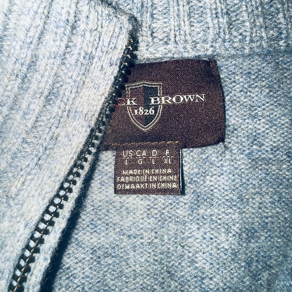 Black Brown Men's light Heather blue quarter Zip Sweater - Picture 2 of 8